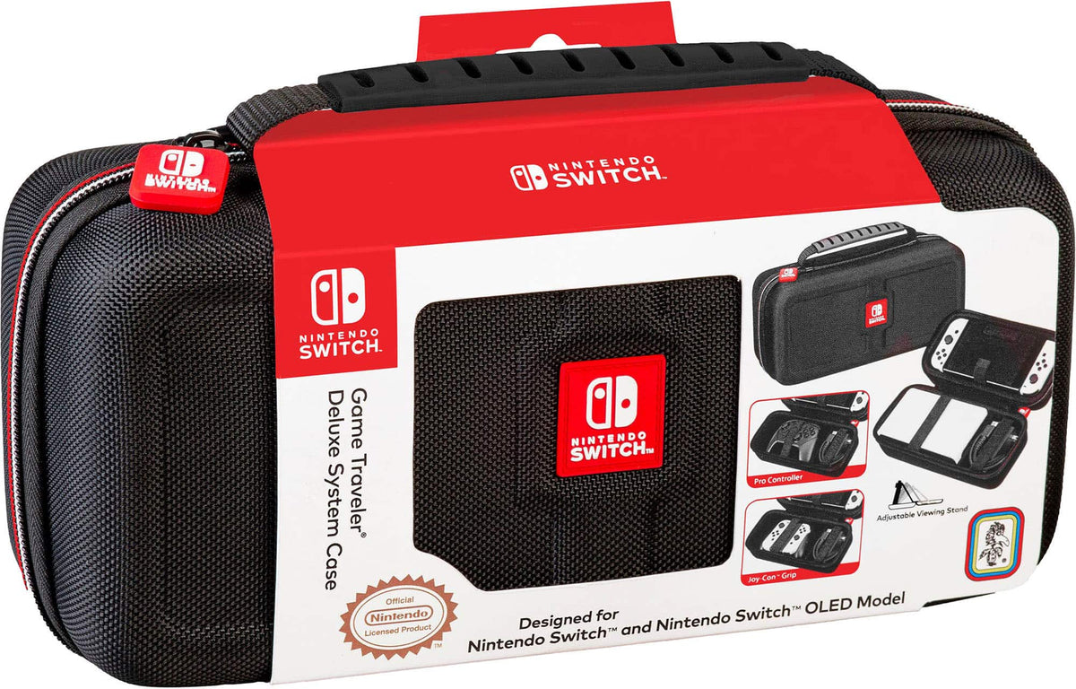 Svart Nintendo Switch-förvaringsväska med röd logotyp